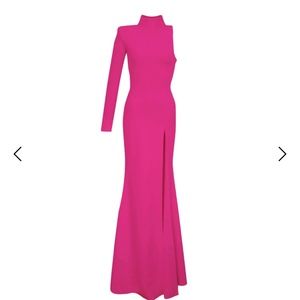 KENDALL PINK COLLARED GOWN WITH SIDE FRONT SPLIT (XS)